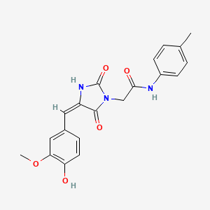 molecular formula C20H19N3O5 B11609598 2-[(4E)-4-[(4-hydroxy-3-methoxyphenyl)methylidene]-2,5-dioxoimidazolidin-1-yl]-N-(4-methylphenyl)acetamide 