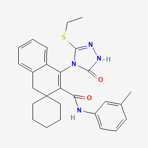 4'-[3-(ethylsulfanyl)-5-hydroxy-4H-1,2,4-triazol-4-yl]-N-(3-methylphenyl)-1'H-spiro[cyclohexane-1,2'-naphthalene]-3'-carboxamide