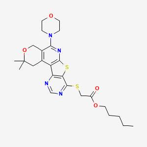 pentyl 2-[(4,4-dimethyl-8-morpholin-4-yl-5-oxa-11-thia-9,14,16-triazatetracyclo[8.7.0.02,7.012,17]heptadeca-1(10),2(7),8,12(17),13,15-hexaen-13-yl)sulfanyl]acetate