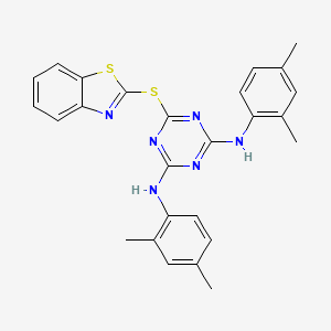 6-(1,3-benzothiazol-2-ylsulfanyl)-N,N'-bis(2,4-dimethylphenyl)-1,3,5-triazine-2,4-diamine