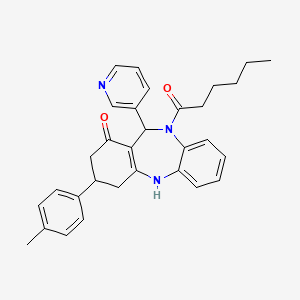 1-[1-hydroxy-3-(4-methylphenyl)-11-(pyridin-3-yl)-2,3,4,11-tetrahydro-10H-dibenzo[b,e][1,4]diazepin-10-yl]hexan-1-one