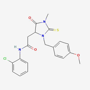 molecular formula C20H20ClN3O3S B11609712 N-(2-chlorophenyl)-2-[3-(4-methoxybenzyl)-1-methyl-5-oxo-2-thioxoimidazolidin-4-yl]acetamide 