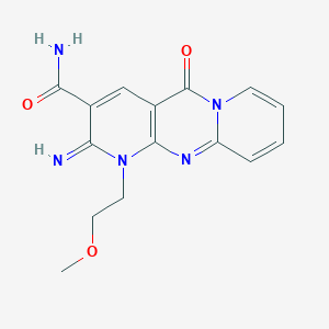 molecular formula C15H15N5O3 B11609716 6-imino-7-(2-methoxyethyl)-2-oxo-1,7,9-triazatricyclo[8.4.0.03,8]tetradeca-3(8),4,9,11,13-pentaene-5-carboxamide CAS No. 510762-36-4