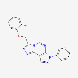 molecular formula C20H16N6O B11609729 3-[(2-methylphenoxy)methyl]-7-phenyl-7H-pyrazolo[4,3-e][1,2,4]triazolo[4,3-c]pyrimidine 