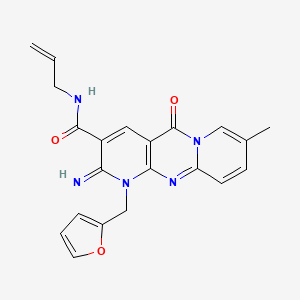 molecular formula C21H19N5O3 B11609771 7-(furan-2-ylmethyl)-6-imino-13-methyl-2-oxo-N-prop-2-enyl-1,7,9-triazatricyclo[8.4.0.03,8]tetradeca-3(8),4,9,11,13-pentaene-5-carboxamide 