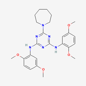 6-(azepan-1-yl)-N,N'-bis(2,5-dimethoxyphenyl)-1,3,5-triazine-2,4-diamine