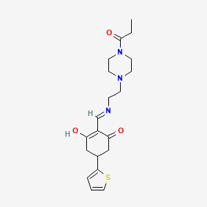 2-({[2-(4-Propanoylpiperazin-1-yl)ethyl]amino}methylidene)-5-(thiophen-2-yl)cyclohexane-1,3-dione