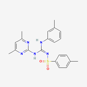 molecular formula C21H23N5O2S B11609832 N-{(Z)-[(4,6-dimethylpyrimidin-2-yl)amino][(3-methylphenyl)amino]methylidene}-4-methylbenzenesulfonamide 