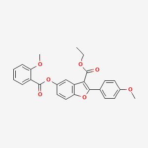 molecular formula C26H22O7 B11609842 Ethyl 5-(2-methoxybenzoyloxy)-2-(4-methoxyphenyl)-1-benzofuran-3-carboxylate 