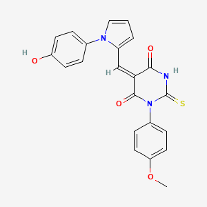 (5E)-5-{[1-(4-hydroxyphenyl)-1H-pyrrol-2-yl]methylidene}-1-(4-methoxyphenyl)-2-thioxodihydropyrimidine-4,6(1H,5H)-dione