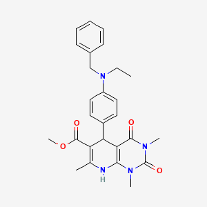 molecular formula C27H30N4O4 B11609859 Methyl 5-{4-[benzyl(ethyl)amino]phenyl}-1,3,7-trimethyl-2,4-dioxo-1,2,3,4,5,8-hexahydropyrido[2,3-d]pyrimidine-6-carboxylate 