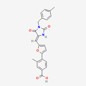 3-methyl-4-(5-{(Z)-[1-(4-methylbenzyl)-2,5-dioxoimidazolidin-4-ylidene]methyl}furan-2-yl)benzoic acid