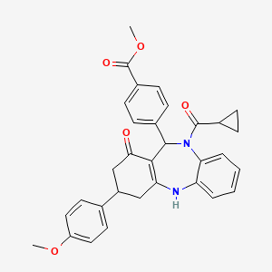 methyl 4-[10-(cyclopropylcarbonyl)-1-hydroxy-3-(4-methoxyphenyl)-3,4,10,11-tetrahydro-2H-dibenzo[b,e][1,4]diazepin-11-yl]benzoate