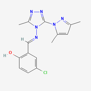 4-chloro-2-[(E)-{[3-(3,5-dimethyl-1H-pyrazol-1-yl)-5-methyl-4H-1,2,4-triazol-4-yl]imino}methyl]phenol