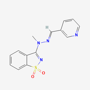 molecular formula C14H12N4O2S B11609942 Nicotinaldehyde (1,1-dioxido-1,2-benzisothiazol-3-yl)(methyl)hydrazone 