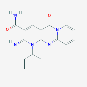 molecular formula C16H17N5O2 B11609946 7-butan-2-yl-6-imino-2-oxo-1,7,9-triazatricyclo[8.4.0.03,8]tetradeca-3(8),4,9,11,13-pentaene-5-carboxamide 