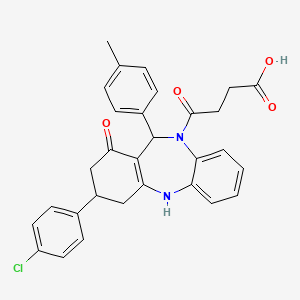 4-[3-(4-chlorophenyl)-11-(4-methylphenyl)-1-oxo-1,2,3,4,5,11-hexahydro-10H-dibenzo[b,e][1,4]diazepin-10-yl]-4-oxobutanoic acid