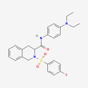 molecular formula C26H28FN3O3S B11610001 N-[4-(diethylamino)phenyl]-2-[(4-fluorophenyl)sulfonyl]-1,2,3,4-tetrahydroisoquinoline-3-carboxamide 