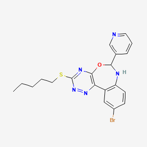 molecular formula C20H20BrN5OS B11610008 10-Bromo-3-(pentylsulfanyl)-6-(pyridin-3-yl)-6,7-dihydro[1,2,4]triazino[5,6-d][3,1]benzoxazepine 