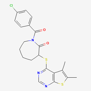 1-(4-Chlorobenzoyl)-3-({5,6-dimethylthieno[2,3-d]pyrimidin-4-yl}sulfanyl)azepan-2-one