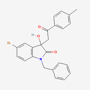 molecular formula C24H20BrNO3 B11610084 1-benzyl-5-bromo-3-hydroxy-3-[2-(4-methylphenyl)-2-oxoethyl]-1,3-dihydro-2H-indol-2-one 