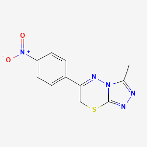 molecular formula C11H9N5O2S B11610088 3-methyl-6-(4-nitrophenyl)-7H-[1,2,4]triazolo[3,4-b][1,3,4]thiadiazine 