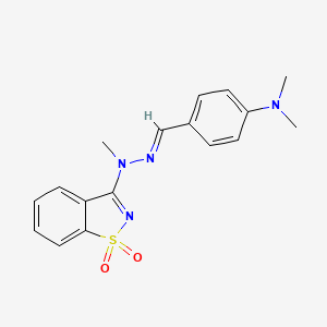 molecular formula C17H18N4O2S B11610095 4-{(E)-[2-(1,1-dioxido-1,2-benzothiazol-3-yl)-2-methylhydrazinylidene]methyl}-N,N-dimethylaniline 