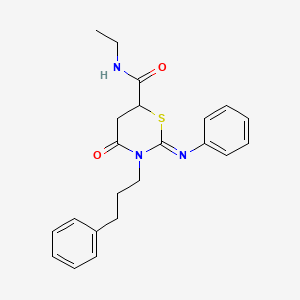 molecular formula C22H25N3O2S B11610110 (2Z)-N-ethyl-4-oxo-2-(phenylimino)-3-(3-phenylpropyl)-1,3-thiazinane-6-carboxamide 