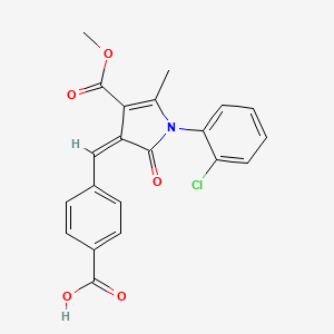 molecular formula C21H16ClNO5 B11610126 4-{(Z)-[1-(2-chlorophenyl)-4-(methoxycarbonyl)-5-methyl-2-oxo-1,2-dihydro-3H-pyrrol-3-ylidene]methyl}benzoic acid 