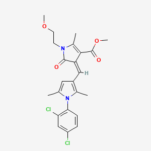 molecular formula C23H24Cl2N2O4 B11610146 methyl (4Z)-4-{[1-(2,4-dichlorophenyl)-2,5-dimethyl-1H-pyrrol-3-yl]methylidene}-1-(2-methoxyethyl)-2-methyl-5-oxo-4,5-dihydro-1H-pyrrole-3-carboxylate 