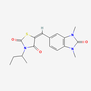 molecular formula C17H19N3O3S B11610156 (5E)-3-(butan-2-yl)-5-[(1,3-dimethyl-2-oxo-2,3-dihydro-1H-benzimidazol-5-yl)methylidene]-1,3-thiazolidine-2,4-dione 