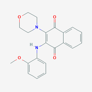 molecular formula C21H20N2O4 B11610169 (2Z)-4-hydroxy-2-[(2-methoxyphenyl)imino]-3-(morpholin-4-yl)naphthalen-1(2H)-one 