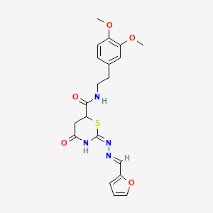 N-[2-(3,4-dimethoxyphenyl)ethyl]-2-[(2E)-2-(furan-2-ylmethylidene)hydrazinyl]-4-oxo-5,6-dihydro-4H-1,3-thiazine-6-carboxamide