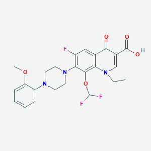 molecular formula C24H24F3N3O5 B116102 1-Ethyl-8-difluoromethoxy-6-fluoro-1,4-didehydro-7-(4-(2-methoxyphenyl)-1-piperazinyl)-4-oxoquinoline-3-carboxylic acid CAS No. 153468-00-9