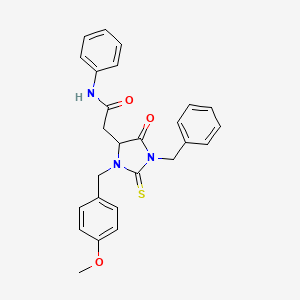 2-[1-benzyl-3-(4-methoxybenzyl)-5-oxo-2-thioxoimidazolidin-4-yl]-N-phenylacetamide