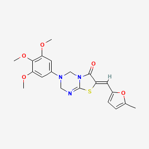 molecular formula C20H21N3O5S B11610263 (7Z)-7-[(5-methylfuran-2-yl)methylidene]-3-(3,4,5-trimethoxyphenyl)-3,4-dihydro-2H-[1,3]thiazolo[3,2-a][1,3,5]triazin-6(7H)-one 