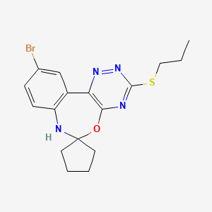 molecular formula C17H19BrN4OS B11610268 10'-bromo-3'-(propylsulfanyl)-7'H-spiro[cyclopentane-1,6'-[1,2,4]triazino[5,6-d][3,1]benzoxazepine] 