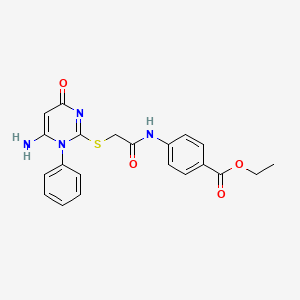 molecular formula C21H20N4O4S B11610302 Ethyl 4-({[(6-amino-4-oxo-1-phenyl-1,4-dihydropyrimidin-2-yl)sulfanyl]acetyl}amino)benzoate 