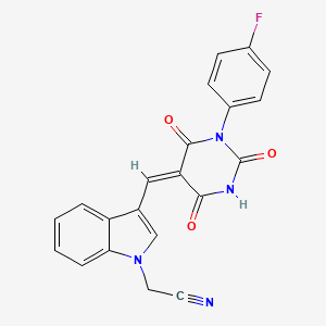 (3-{(E)-[1-(4-fluorophenyl)-2,4,6-trioxotetrahydropyrimidin-5(2H)-ylidene]methyl}-1H-indol-1-yl)acetonitrile