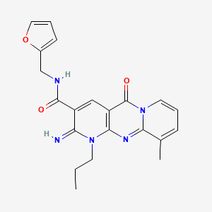 N-(furan-2-ylmethyl)-6-imino-11-methyl-2-oxo-7-propyl-1,7,9-triazatricyclo[8.4.0.03,8]tetradeca-3(8),4,9,11,13-pentaene-5-carboxamide