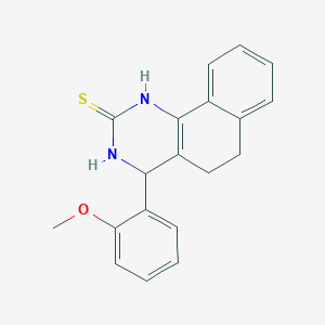 molecular formula C19H18N2OS B11610334 4-(2-Methoxyphenyl)-3,4,5,6-tetrahydrobenzo[h]quinazoline-2-thiol 