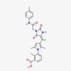 3-{2,5-dimethyl-3-[(E)-(1-{2-[(4-methylphenyl)amino]-2-oxoethyl}-2,5-dioxoimidazolidin-4-ylidene)methyl]-1H-pyrrol-1-yl}-2-methylbenzoic acid