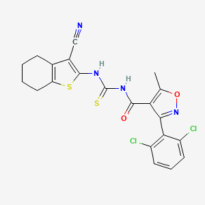 N-[(3-cyano-4,5,6,7-tetrahydro-1-benzothiophen-2-yl)carbamothioyl]-3-(2,6-dichlorophenyl)-5-methyl-1,2-oxazole-4-carboxamide