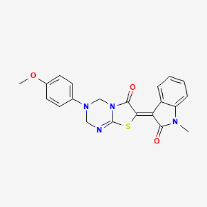 (7Z)-3-(4-methoxyphenyl)-7-(1-methyl-2-oxo-1,2-dihydro-3H-indol-3-ylidene)-3,4-dihydro-2H-[1,3]thiazolo[3,2-a][1,3,5]triazin-6(7H)-one