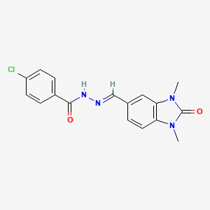 molecular formula C17H15ClN4O2 B11610361 4-chloro-N'-[(1E)-(1,3-dimethyl-2-oxo-2,3-dihydro-1H-benzimidazol-5-yl)methylene]benzohydrazide 