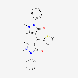 molecular formula C28H28N4O2S B11610368 4,4'-[(5-methylthiophen-2-yl)methanediyl]bis(1,5-dimethyl-2-phenyl-1,2-dihydro-3H-pyrazol-3-one) 