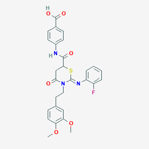 molecular formula C28H26FN3O6S B11610398 4-[({(2Z)-3-[2-(3,4-dimethoxyphenyl)ethyl]-2-[(2-fluorophenyl)imino]-4-oxo-1,3-thiazinan-6-yl}carbonyl)amino]benzoic acid 