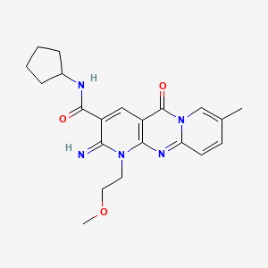 N-cyclopentyl-6-imino-7-(2-methoxyethyl)-13-methyl-2-oxo-1,7,9-triazatricyclo[8.4.0.03,8]tetradeca-3(8),4,9,11,13-pentaene-5-carboxamide