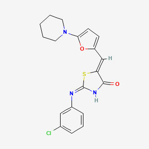 molecular formula C19H18ClN3O2S B11610437 (2E,5Z)-2-[(3-chlorophenyl)imino]-5-{[5-(piperidin-1-yl)furan-2-yl]methylidene}-1,3-thiazolidin-4-one 