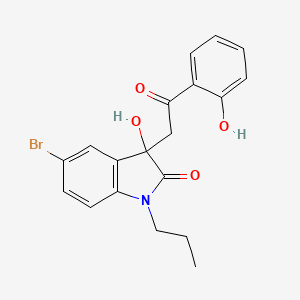 molecular formula C19H18BrNO4 B11610448 5-bromo-3-hydroxy-3-[2-(2-hydroxyphenyl)-2-oxoethyl]-1-propyl-1,3-dihydro-2H-indol-2-one 